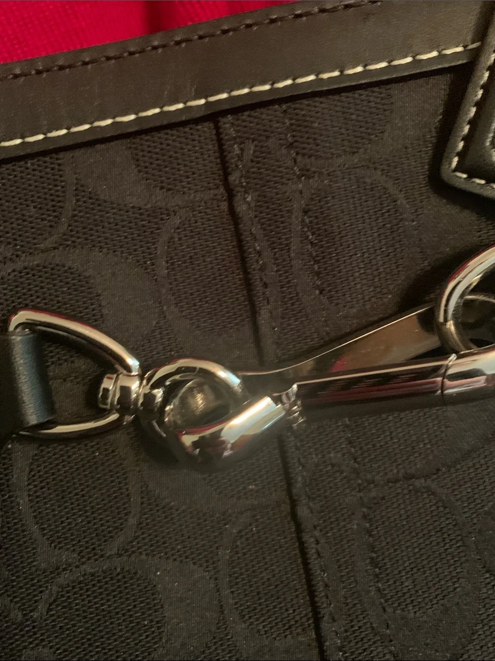 Coach Black Signature Satchel with Silver Hardware